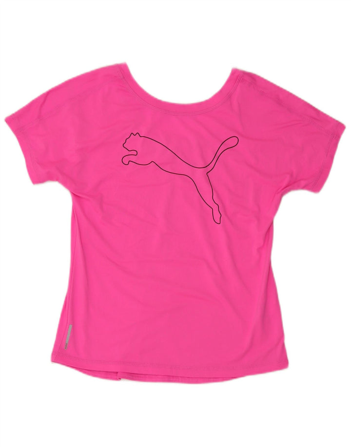 Puma Damen Crop Graphic T-Shirt Top UK 10 Small Rosa Polyester