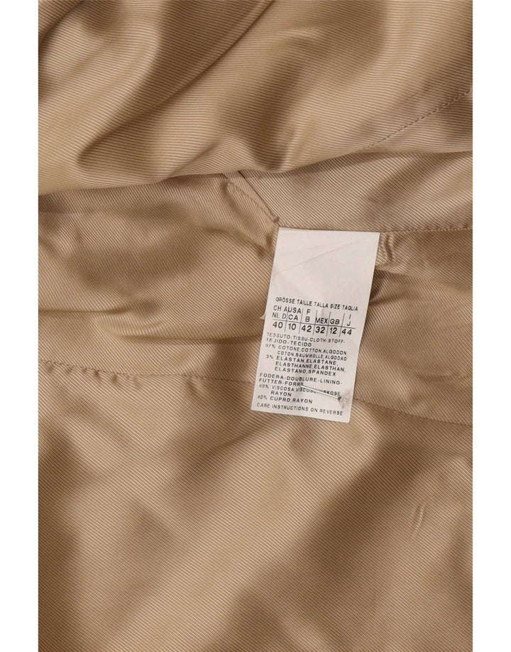Max Mara Damen 1-Knopf-Blazerjacke UK 12 Mittelbeige Baumwolle