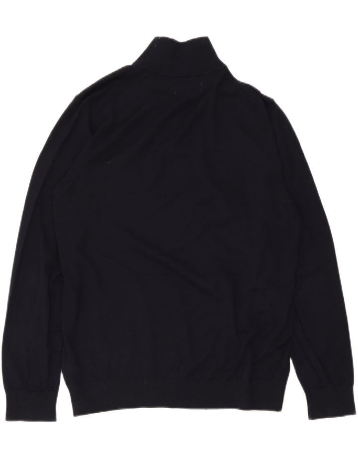 Marks & Spencer Herren-Pullover mit Reißverschluss am Hals, große marineblaue Wolle