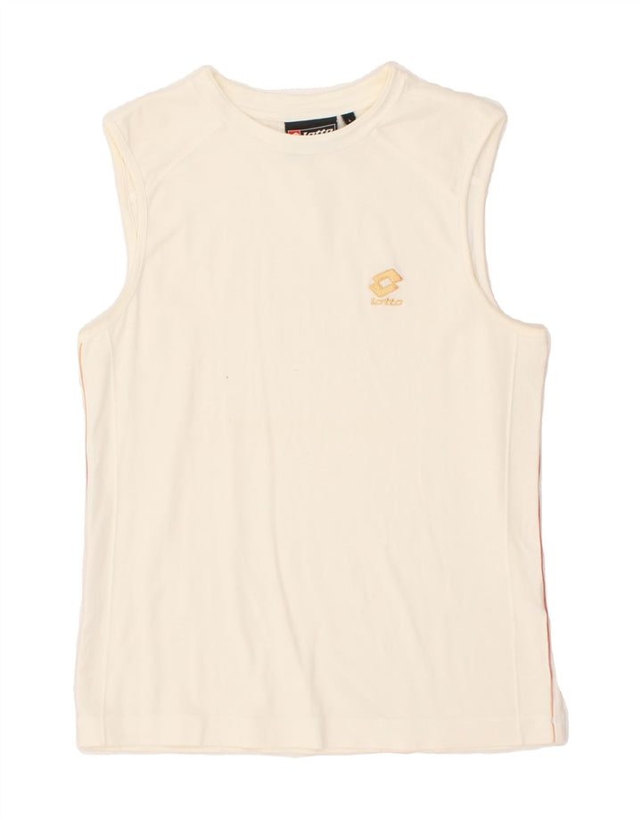 LOTTO Womens Vest Top UK 14 Large Off White Vintage Lotto and Second-Hand Lotto from Messina Hembry 
