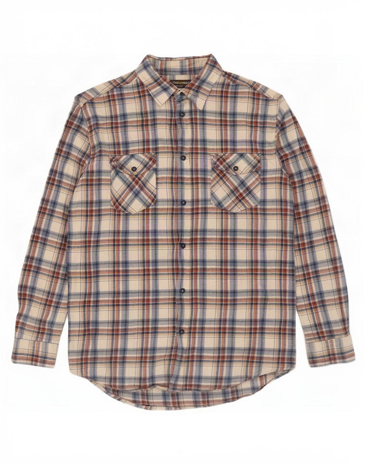 Atlas For Men Herren Flanellhemd Mittelbeige kariert