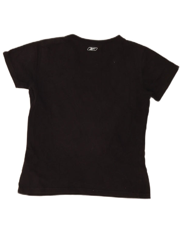 Reebok Damen T-Shirt Top UK 12 Medium Schwarz Baumwolle