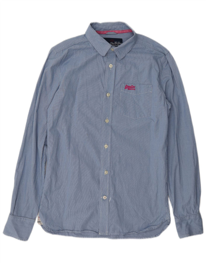 Superdry Herrenhemd aus mittelblau karierter Baumwolle