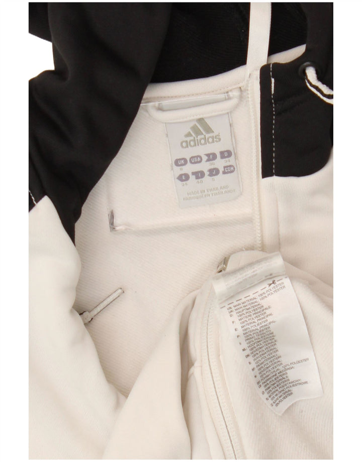 Adidas Damen Zip Hoodie Pullover UK 8 Small Weiß Colourblock Polyester