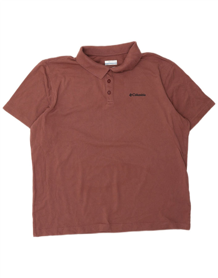 COLUMBIA Mens Active Polo Shirt XL Brown Polyester