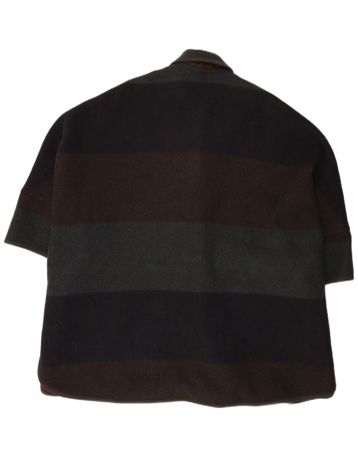 Vintage Damen Poncho Mantel Einheitsgröße Mehrfarbig gestreifte Wolle