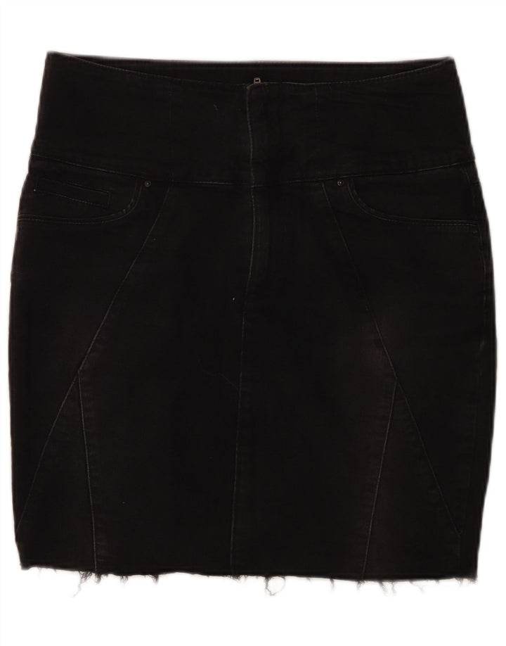 Zara Damen Mini-Jeansrock EU 40 Medium W30 Schwarze Baumwolle