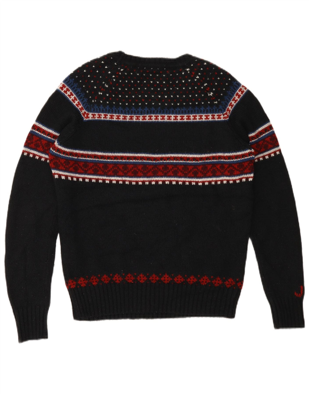 Superdry Herren-Pullover mit grafischem U-Boot-Ausschnitt, Mittelschwarz, Fair Isle