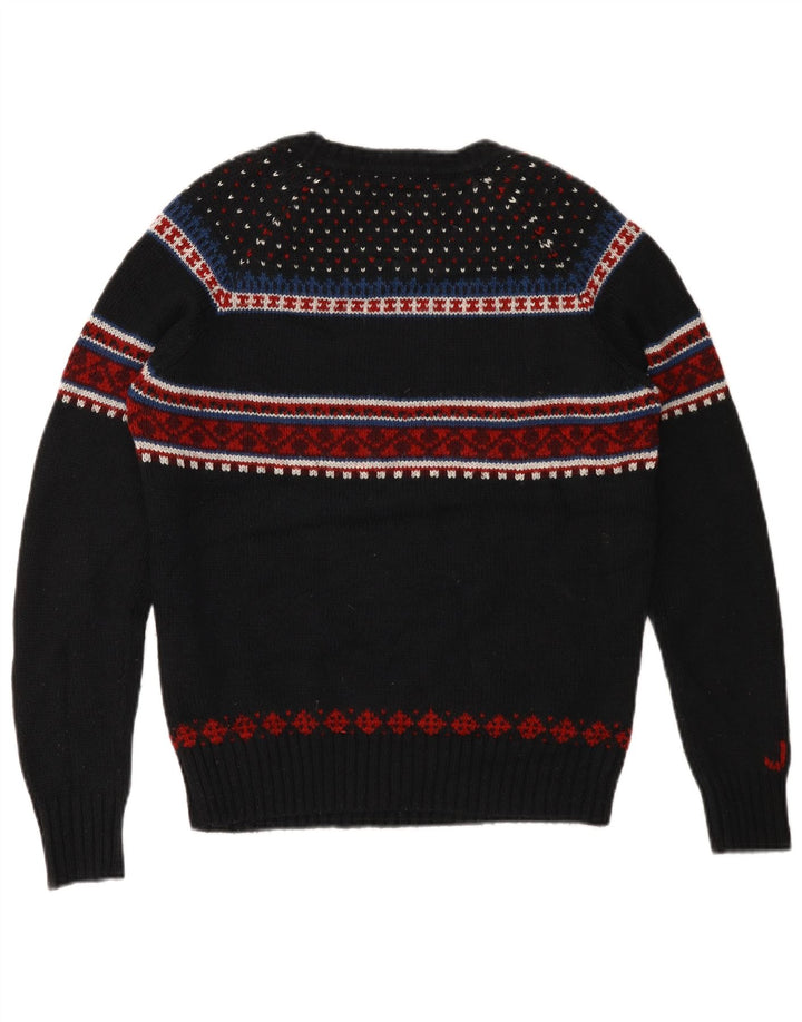 Superdry Herren-Pullover mit grafischem U-Boot-Ausschnitt, Mittelschwarz, Fair Isle
