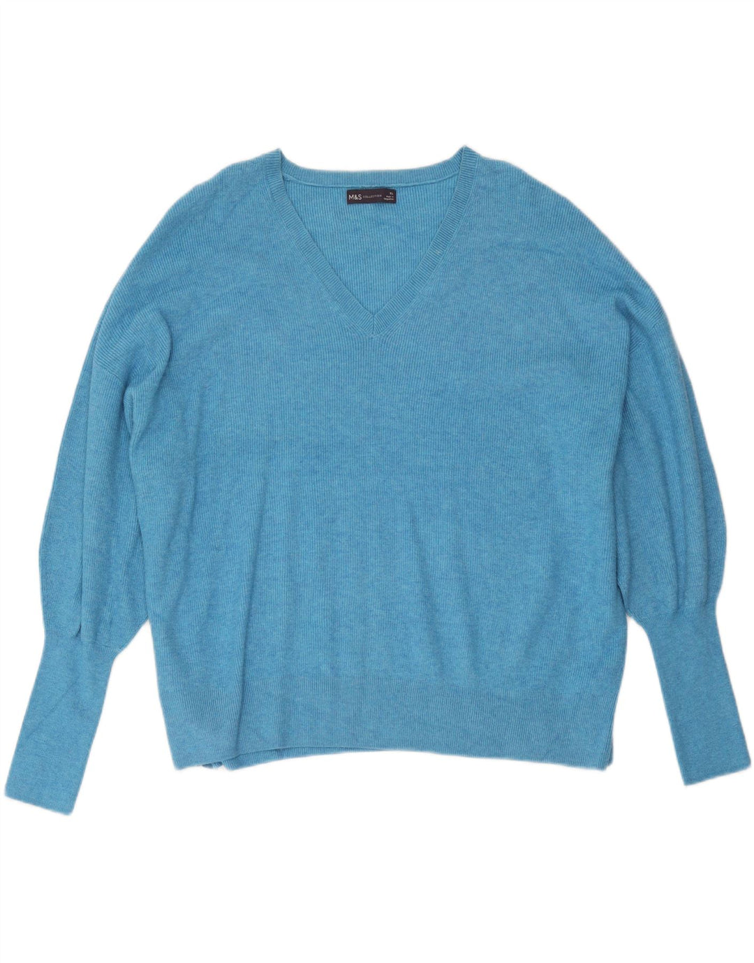 Marks & Spencer Damen-Pullover, übergroß, V-Ausschnitt, Gr. 18, XL, Blau