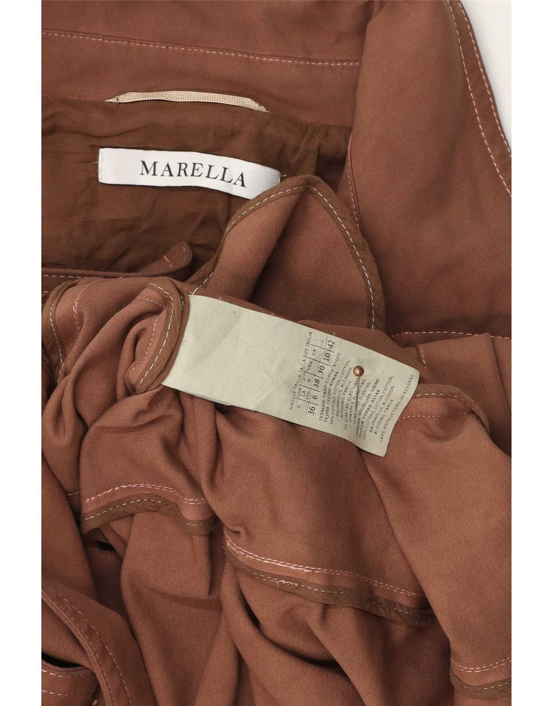 Marella Damen Trenchcoat UK 10 Small Braune Baumwolle