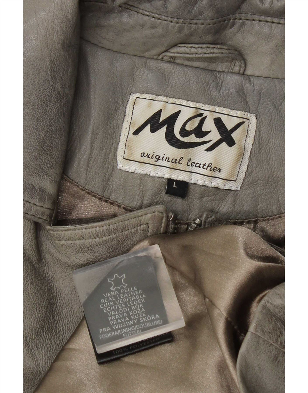 Max Damen Leder Bikerjacke UK 14 Großes graues Leder