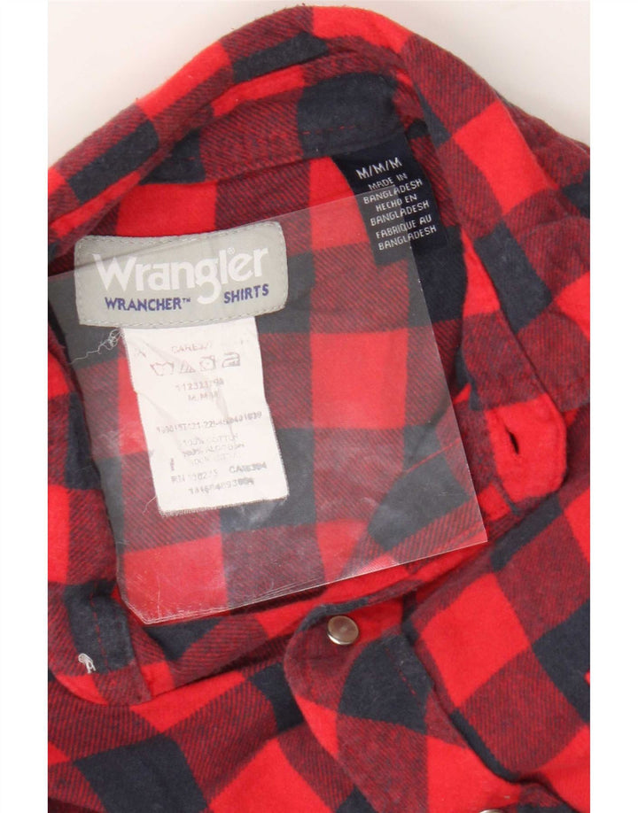 Wrangler Herren-Flanellhemd aus mittelroter Gingham-Baumwolle