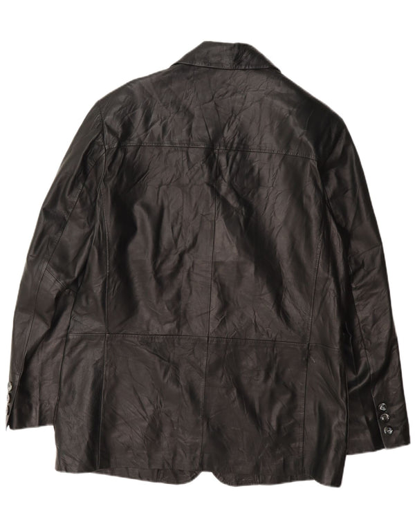 Fratelli Rossetti Mens 3 Button Leather Blazer Jacket IT 50 Large Black