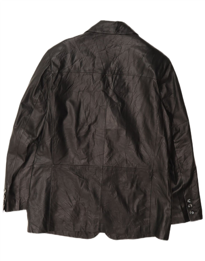 Fratelli Rossetti Herren 3-Knopf-Lederblazer IT 50 Large Schwarz