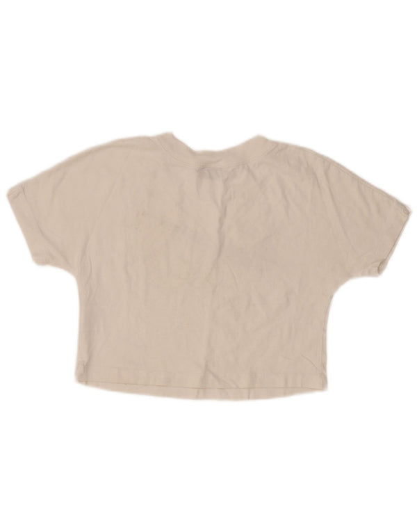 Nike Damen Crop Graphic T-Shirt Top UK 6 XS Weiße Baumwolle