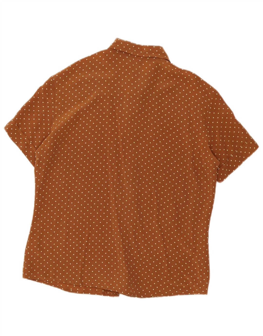 Benetton Damen-Hemdbluse IT 46, große braun gefleckte Seide