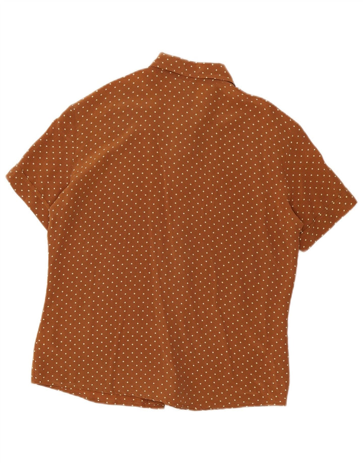 Benetton Damen-Hemdbluse IT 46, große braun gefleckte Seide
