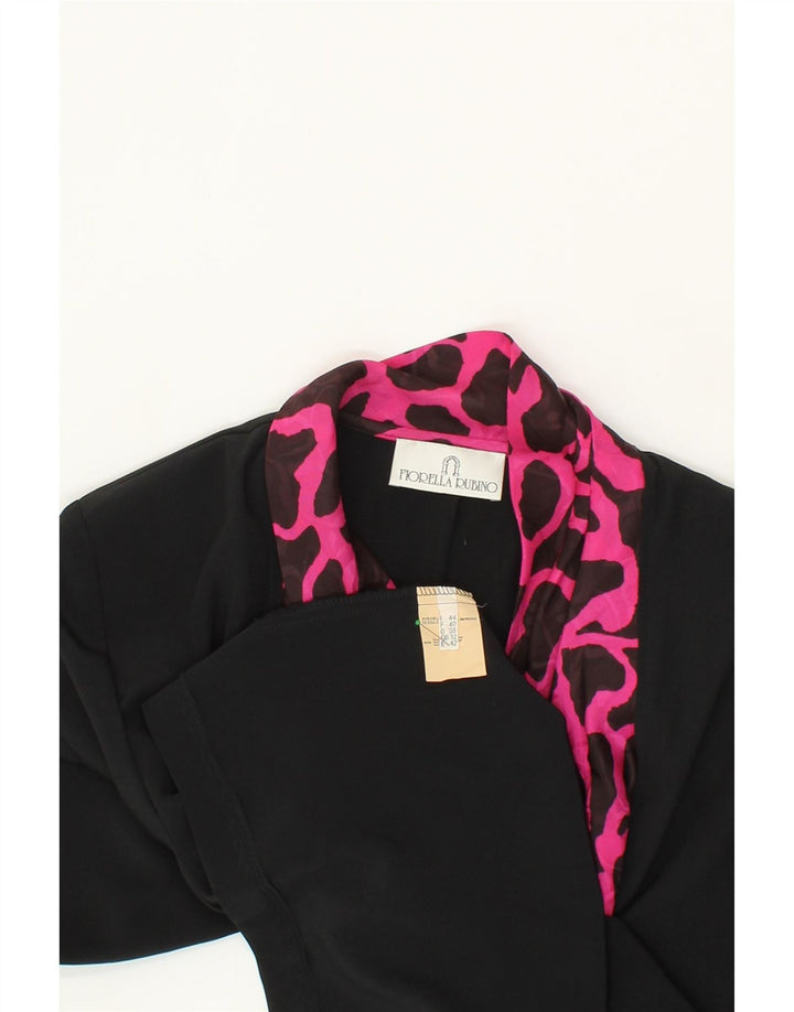 FIORELLA RUBINO Womens Blazer Jacket UK 12 Medium  Black Animal Print Vintage Fiorella Rubino and Second-Hand Fiorella Rubino from Messina Hembry 