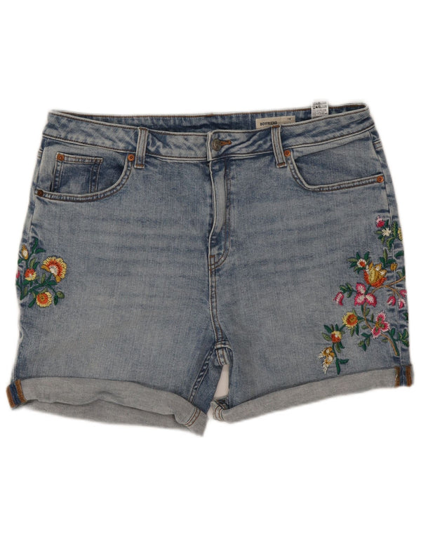 Marks & Spencer Damen Boyfriend-Jeansshorts UK 16 Large W35 Blau geblümt