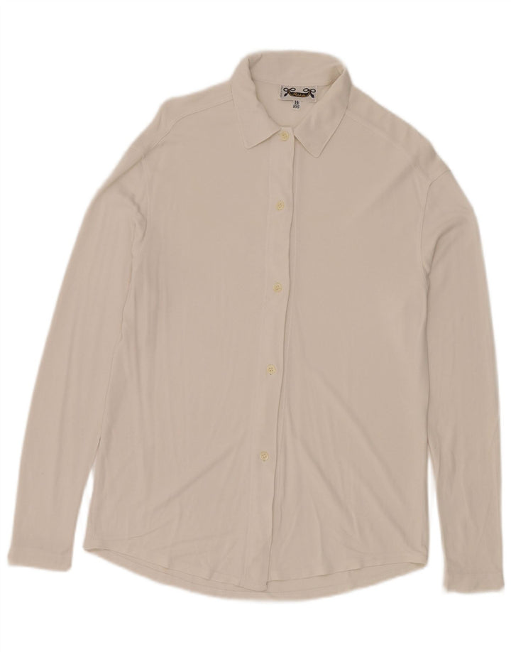 Vintage Damen Shirt UK 14 Large Weiß