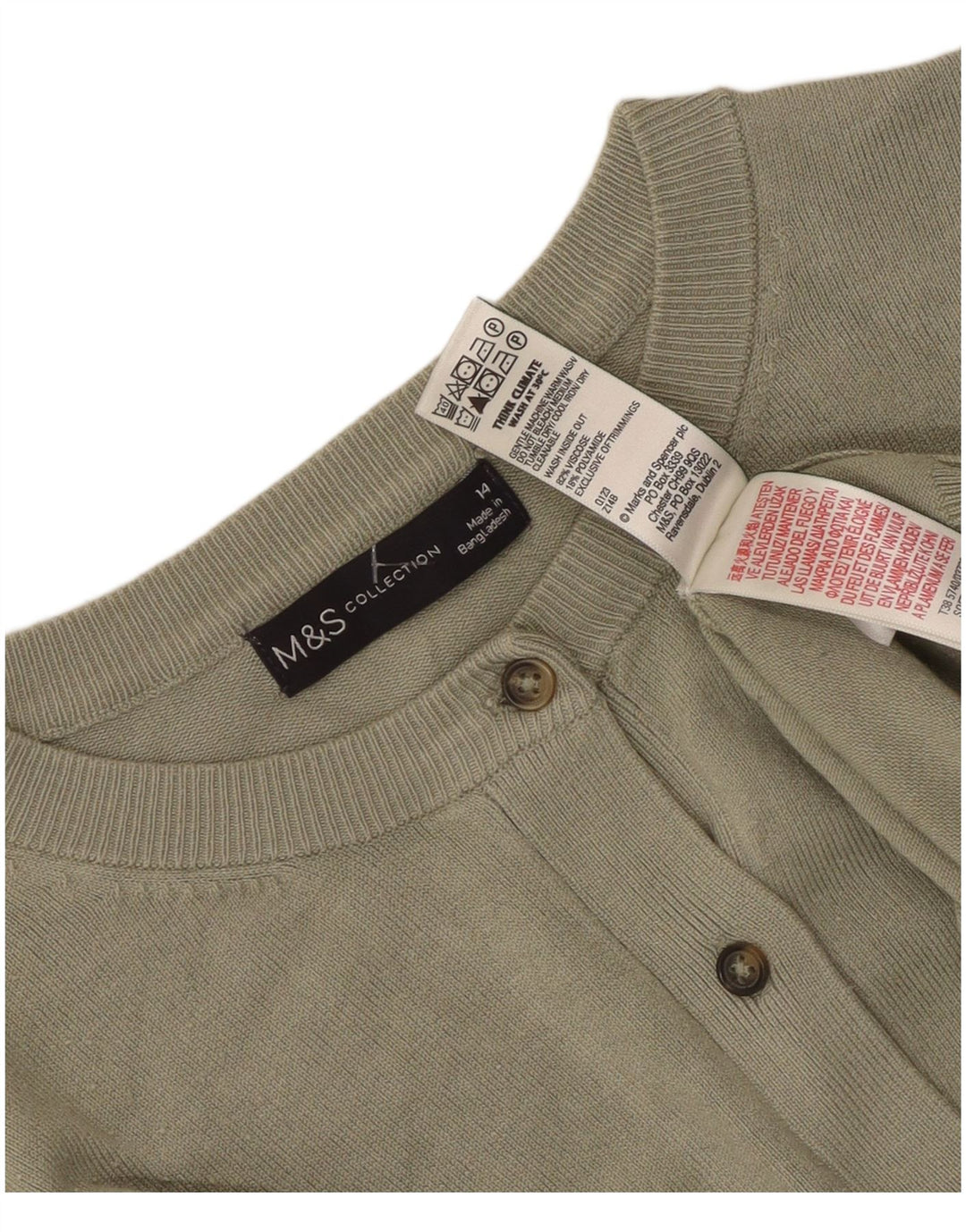 Marks & Spencer Damen-Cardigan-Pullover UK 14 Medium Khaki Viskose