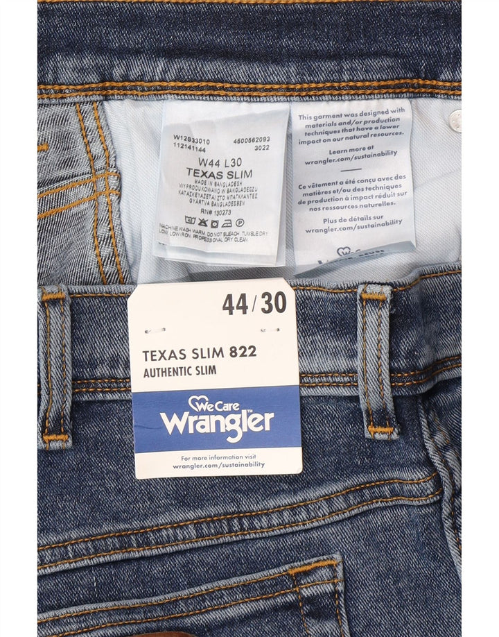 WRANGLER Herren Texas Slim Jeans W44 L30 Blaue Baumwolle