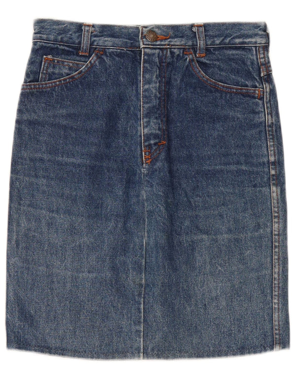 VINTAGE Jeansrock mit hohem Bund für Mädchen, 15–16 Jahre, W24, blaue Baumwolle