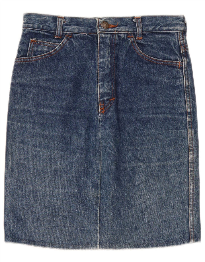 VINTAGE Jeansrock mit hohem Bund für Mädchen, 15–16 Jahre, W24, blaue Baumwolle