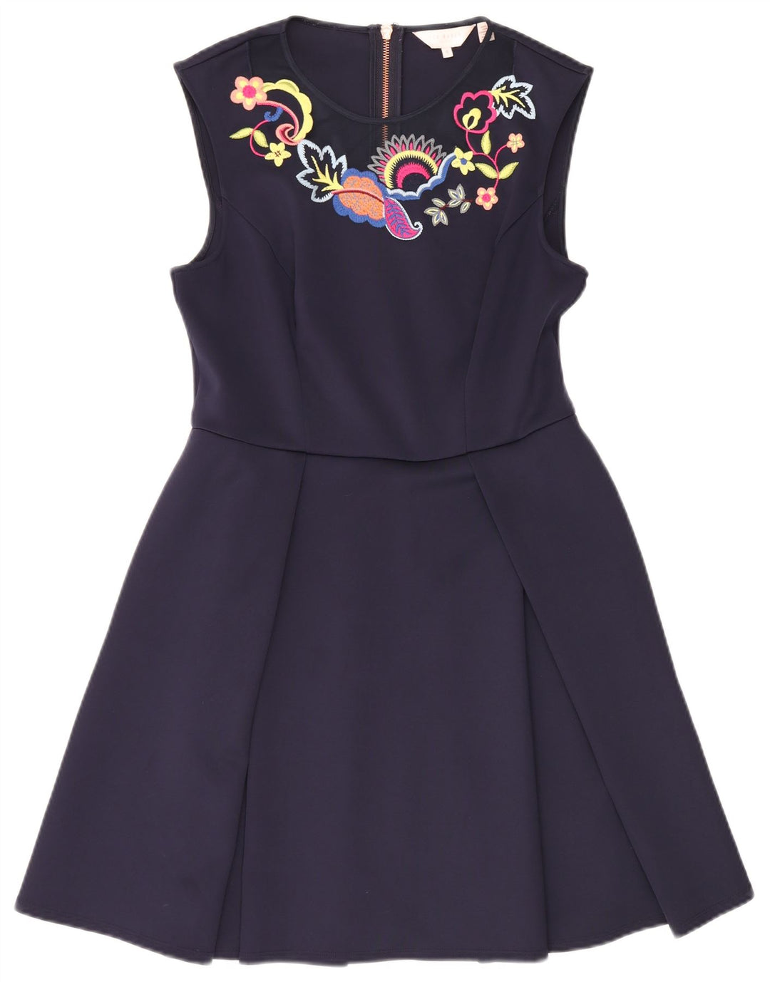 Ärmelloses Swing-Kleid für Damen von Ted Baker, Größe 4, groß, Marineblau mit Blumenmuster