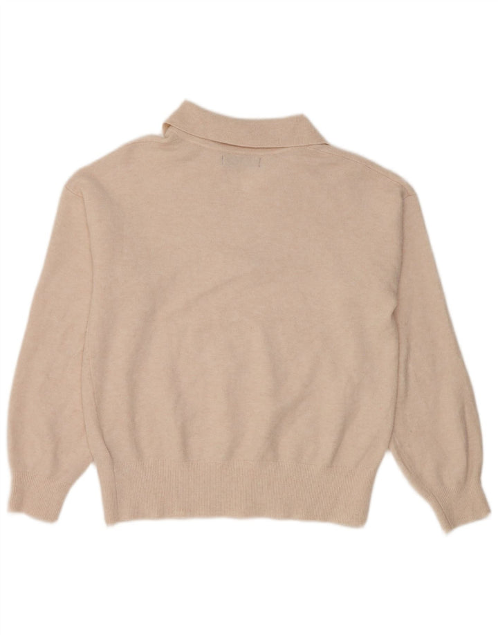 Marks & Spencer Damen-Pullover mit Polokragen, Gr. 10, Größe S, beige, Polyester