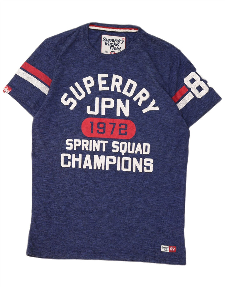 SUPERDRY Herren Grafik-T-Shirt-Oberteil aus mittelblauer Baumwolle