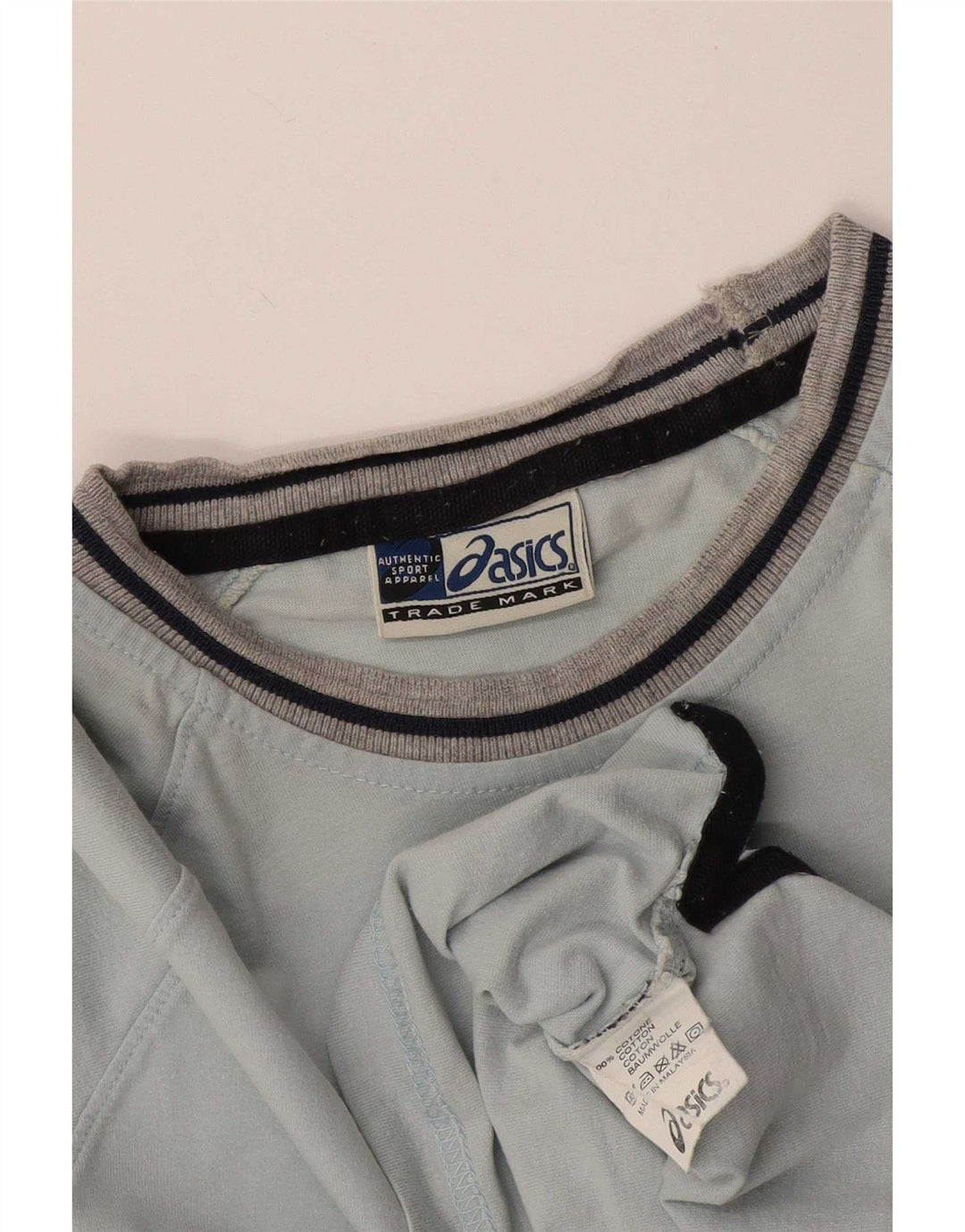 Asics Herren T-Shirt Top Small Blau gestreift Baumwolle