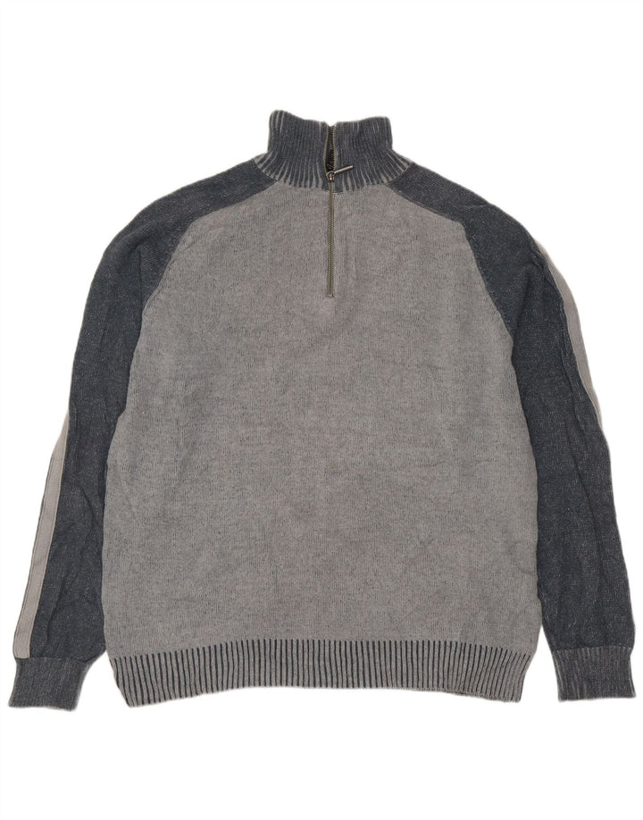 Calvin Klein Jeans Herren-Pullover mit Reißverschluss am Hals, Mittelgrau, Farbblock