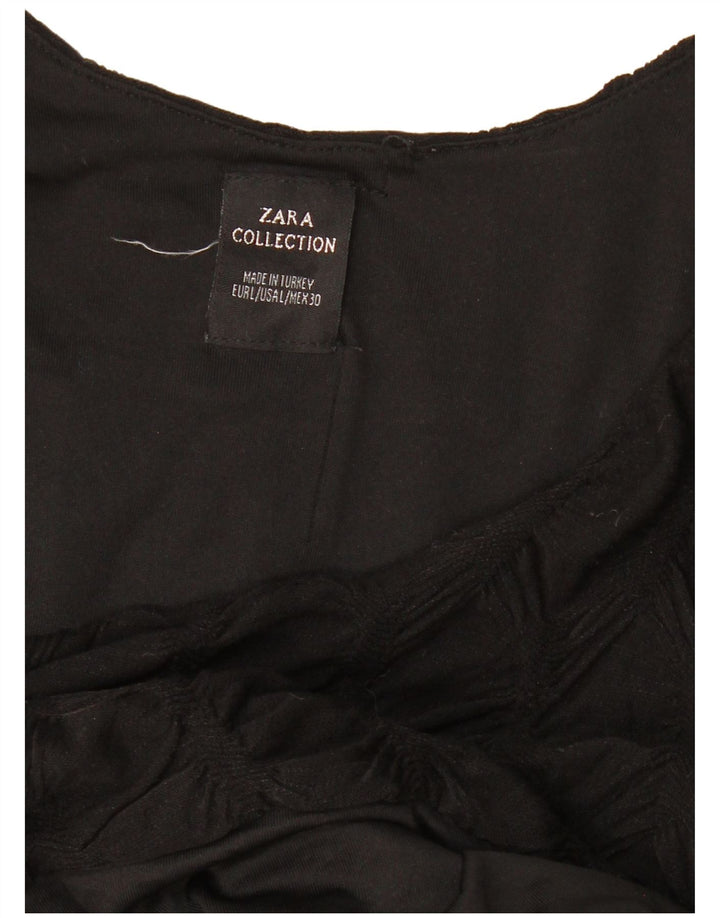 ZARA Damen Langarm-Etuikleid UK 14 Large Schwarz