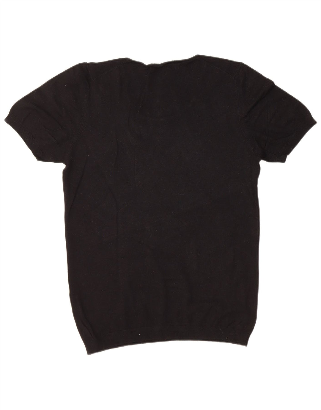 ZARA Herren Kurzarm-Pullover mit U-Boot-Ausschnitt Mittelschwarz