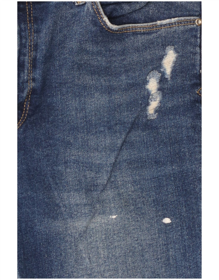 Zara Damen Distressed Slim Jeans EU 42 Large W32 L27 Blaue Baumwolle