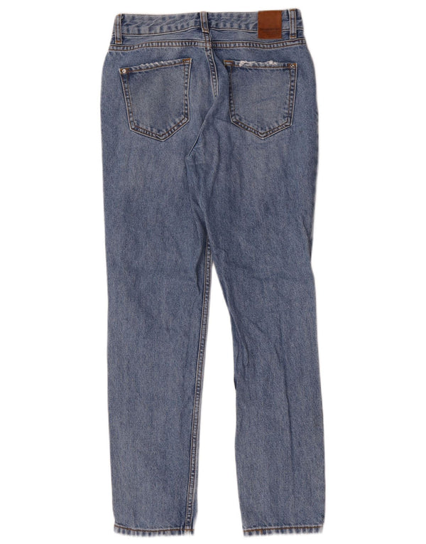 Zara Damen Distressed Straight Jeans EU 34 2XS W24 L28 Blaue Baumwolle