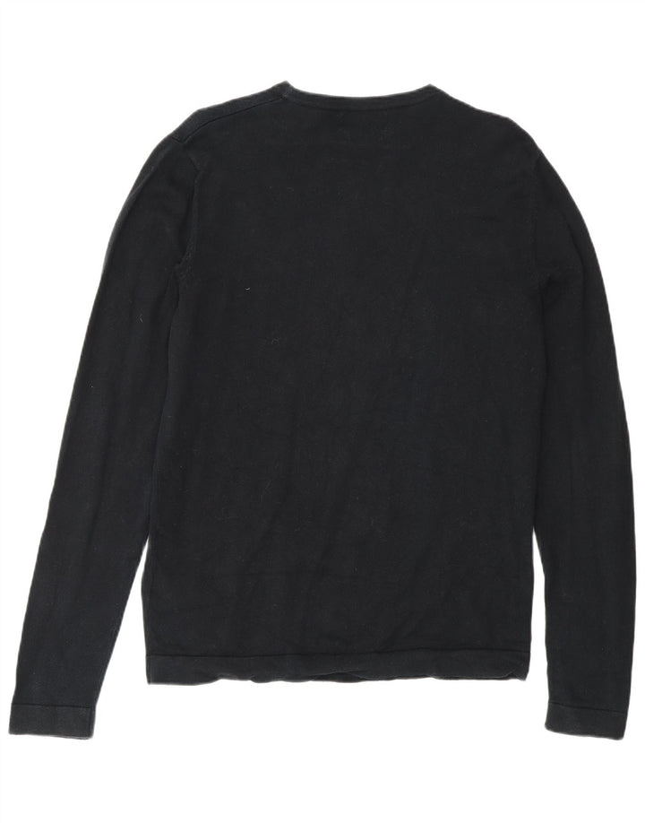 Jack & Jones Herren-Pullover mit Rundhalsausschnitt, Größe S, schwarze Baumwolle