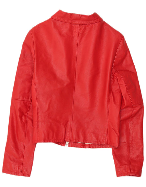Please Damen Crop Lederjacke UK 14 Large Rot
