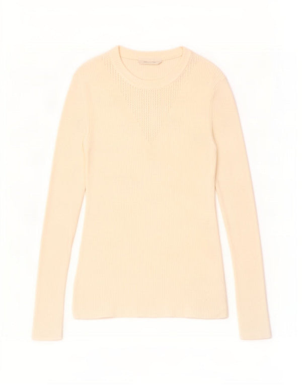 Hugo Boss Damen Top Langarm UK 12 Medium Off White