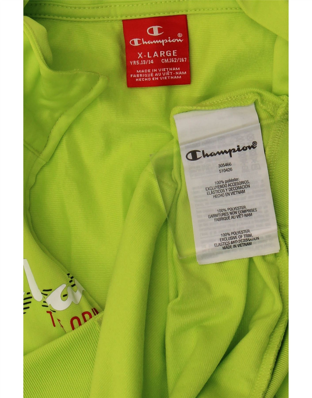 Champion Jungen-Trainingsanzugoberteil mit Grafik, 13–14 Jahre, XL, grünes Polyester