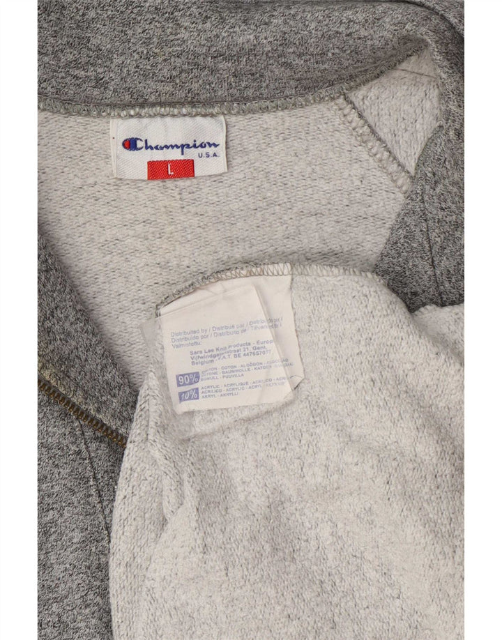 Champion Herren-Sweatshirt mit grafischem Reißverschluss, Größe L, Grau, Farbblock