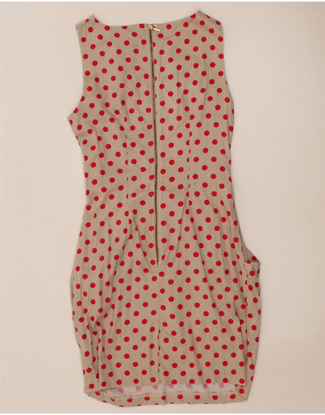 CLOSET Womens Bodycon Dress UK 10 Small Beige Polka Dot Polyester Vintage CLOSET and Second-Hand CLOSET from Messina Hembry 