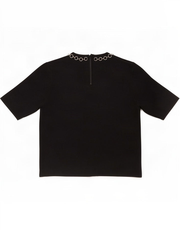 Zara Damen Crop Bluse Top UK 10 Small Schwarz Viskose