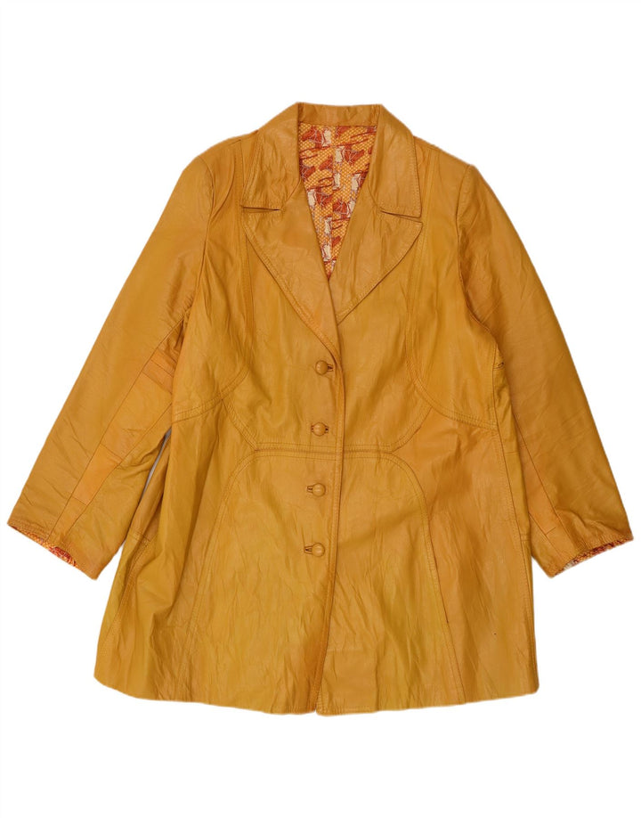 Vintage Damen Ledermantel UK 14 Groß Gelb