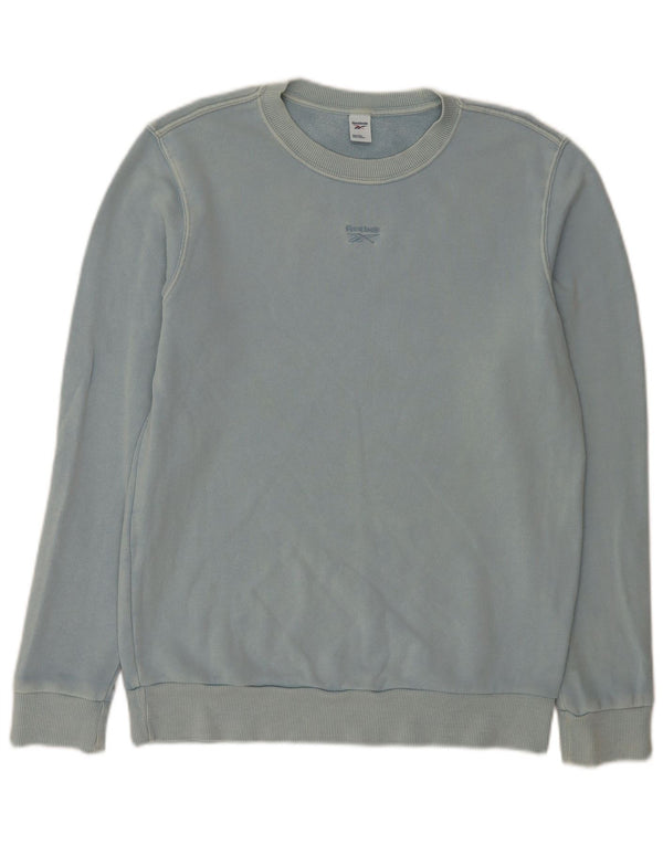 Reebok Damen Sweatshirt Pullover UK 14 Mittelblaue Baumwolle