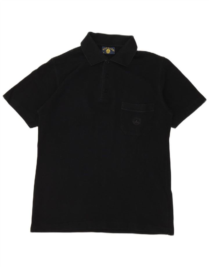 NAVIGARE Herren-Poloshirt, mittelgroß, schwarze Baumwolle