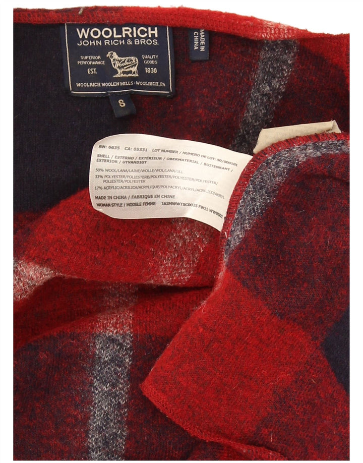 Woolrich Damen Longline-Cardigan-Pullover UK 10 Kleine rote karierte Wolle