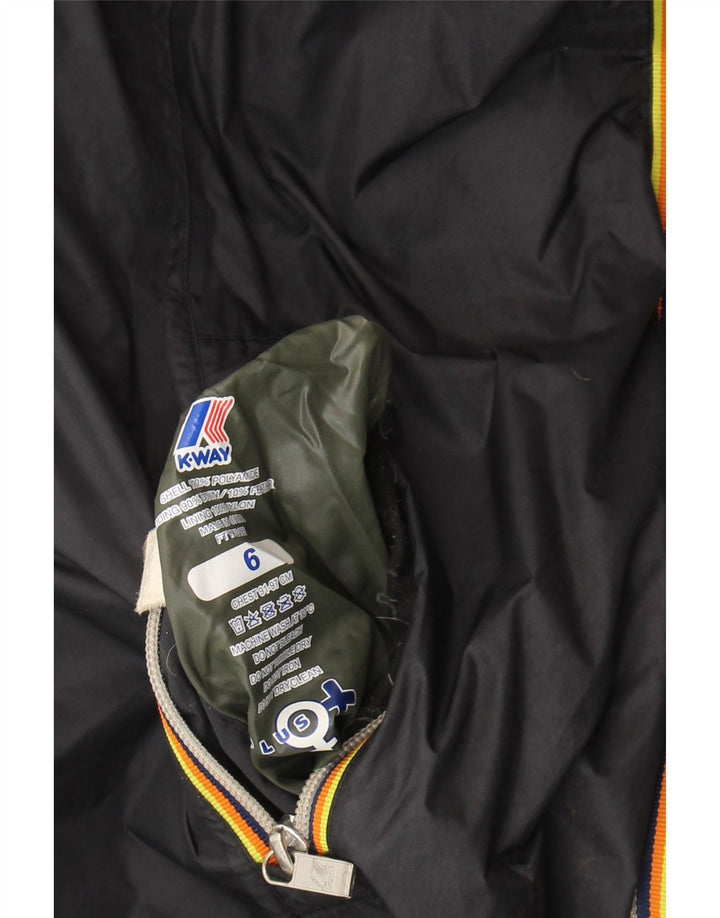 K-Way Damen Kapuzen-Wendemantel mit Wattierung, US 6, Mittel, Schwarz, Farbblock